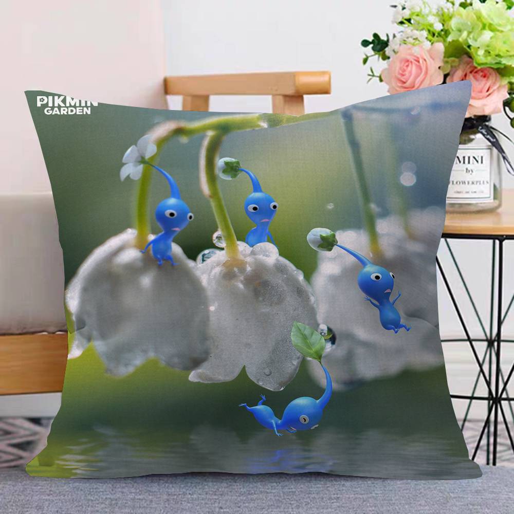 P-Pikmin Game Pillow Covers Cartoon Sofa Decorative Home Double-Sided Printing Short Plush Cute Cushion Cover