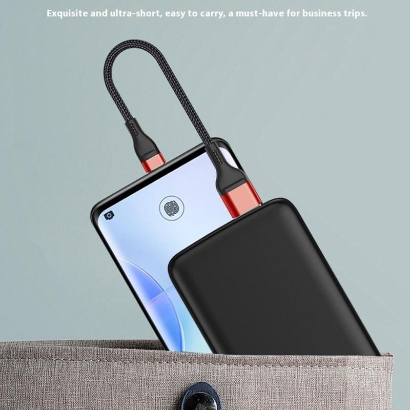 Data Cable USB+USB C to Type C Fast Charging Cord Short Cable 60W Type C For Mobile Phone Portable Laptop Accessories