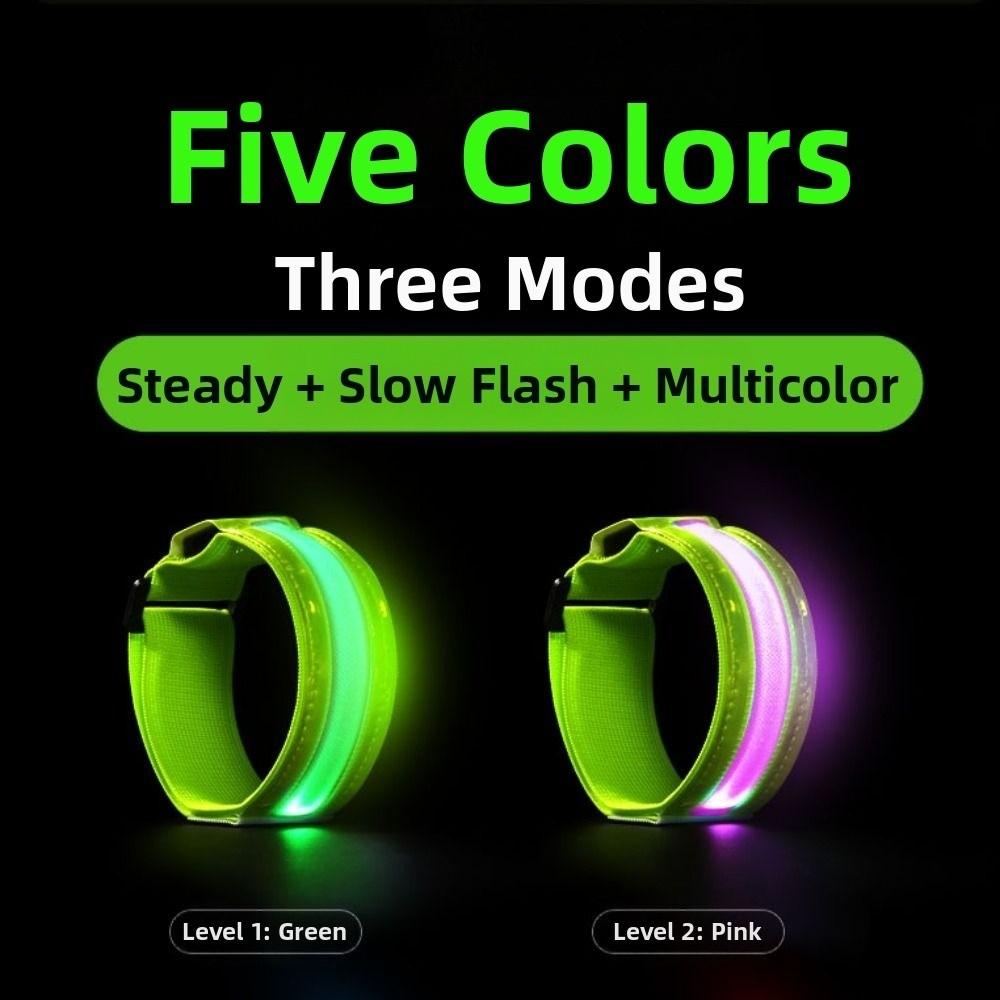 2Pcs Waterproof LED Light Armband 3 Modes Warning Wristband  Cycling Activities