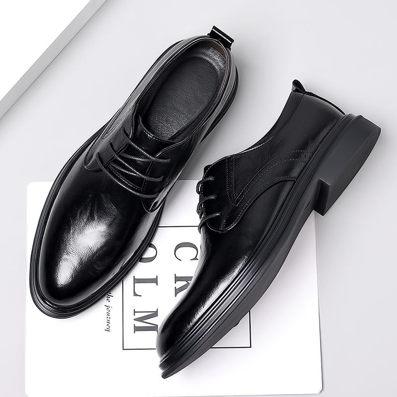 Fashion Spring Autumn Male Oxford Shoes Fashion Men's Derby Shoes Classic Leather Casual Footwear Lace-up Business Wedding Dress Shoes