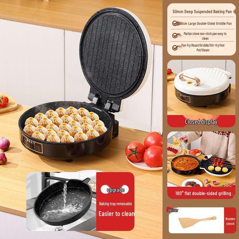 Large Double-Sided Electric Griddle for Home—Deepened Pan for Frying, Grilling, and Baking Pancakes
