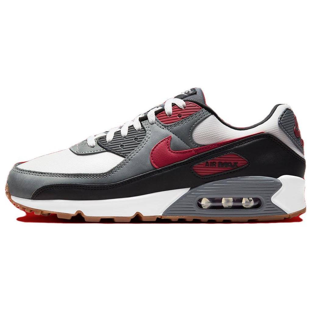 Nike Air Max 90 Team Red Gum Men Sneakers White Cool-Grey Black FB9658-100