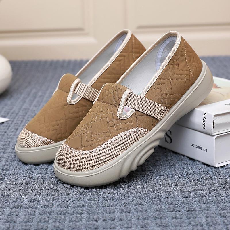 Spring and Autumn new women's cloth shoes trend painted casual shoes soft sole soft surface fly weaving thick sole one pedal single shoes