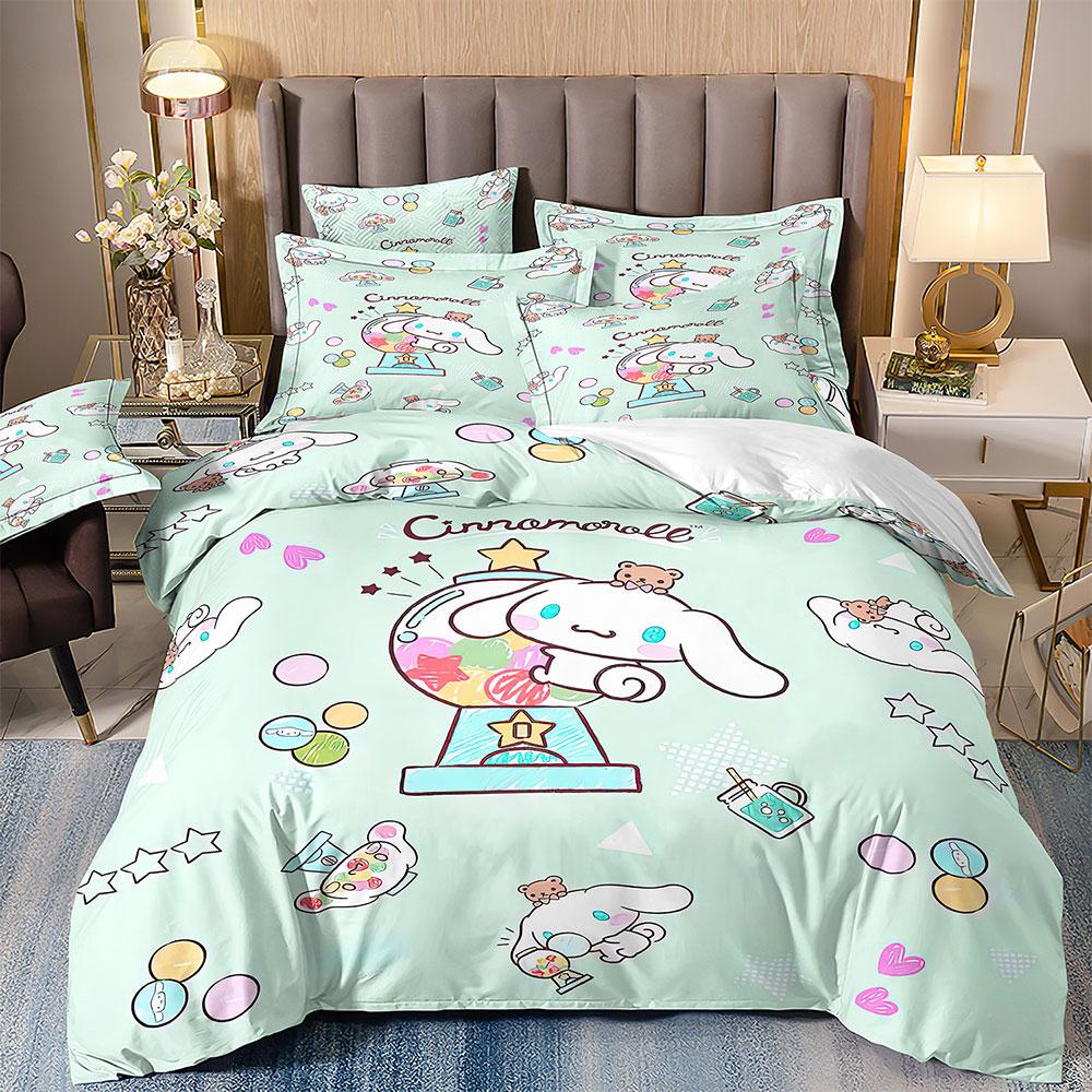 Niedliche Cinnamoroll Bettwäschesets Steppdecke Bettbezug Bettdecke Bettbezug Kissenbezug 2-3-teilige Sets Teenager Kindergeschenke