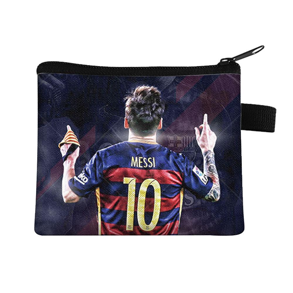 Borsa cambio per bambini stella del calcio Borsa porta carte portatile Borsa porta monete chiavi in poliestere Borsa a pochette