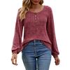 Women'S Round Neck Casual Fashion Solid Color Button Long Sleeved T-Shirt Top Top Blusa Elegante Feminina