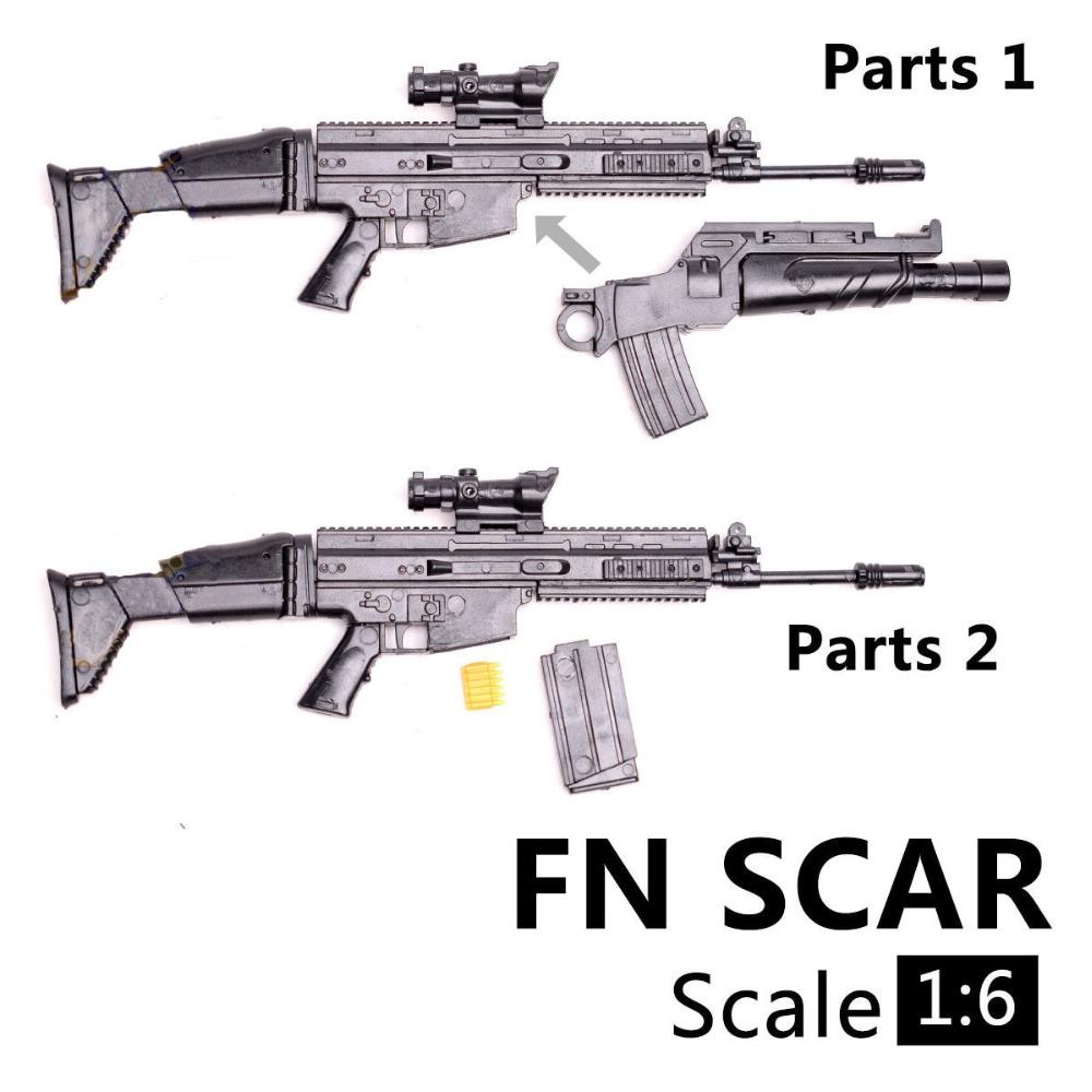 1/6 Maßstab FN Scar HK416 M14 M82A1 US Army Militärwaffe Soldat SWAT Actionfigur Montagemodell Spielzeug