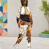 Girls Halloween Panda Ghost Printed Hooded Long Sleeve Kangaroo Pocket Cuffed Pants Two Piece Set
