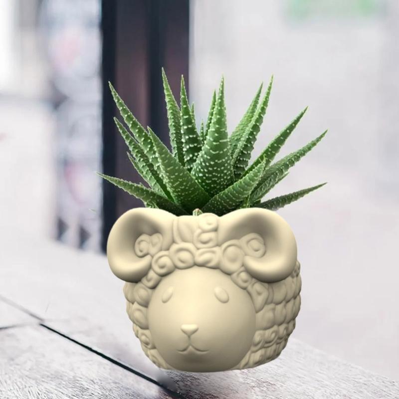 Sheep Animal Gypsum Flower Pot Silicone Mold Epoxy Resin Casting Mold Succulent Vase Cement Clay Mold Pen Holder Mold