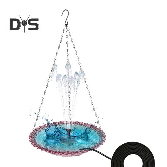Bird Bath with Fountain Hanging Bird Feeder Bowl Outdoor Bird Bath with USB Powered Fountain for Garden Backyard Patio Front Porch