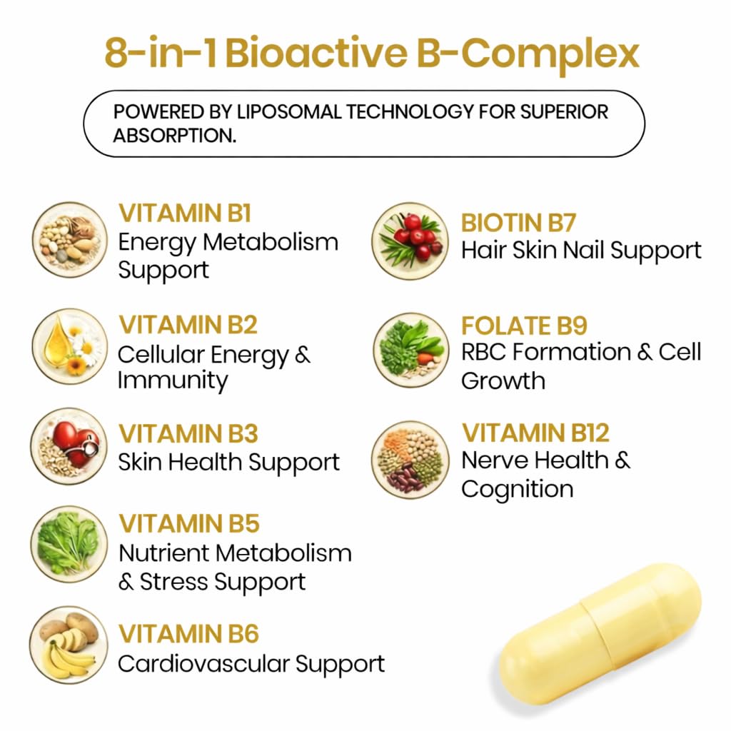 Vlado’s Himalayan Organics Plant-Based Vitamin B Complex 60 Capsules for Energy, Hair, Skin, Nails & Immunity