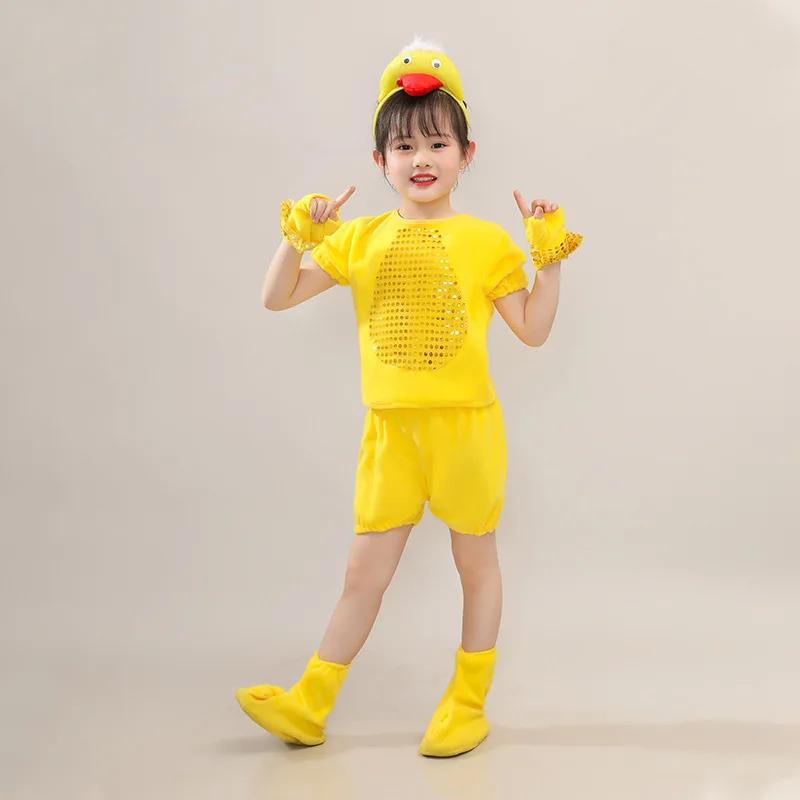 New Children Kids Adult Halloween Duck Chicken Chick Costume Skirt Tutu Yellow Bodysuit Outfit Dance Performance