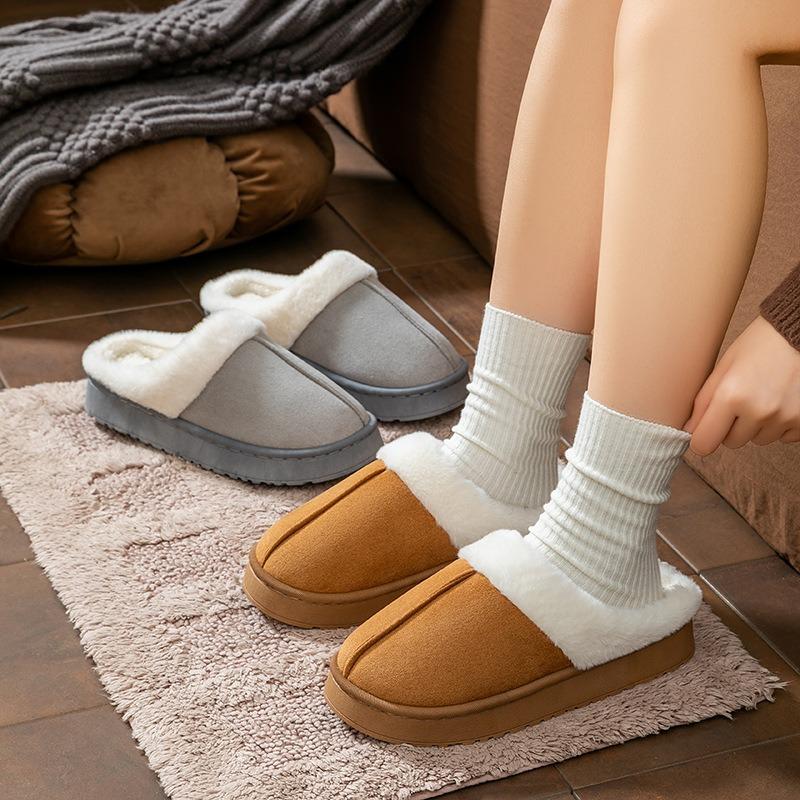 Cotton Slippers for Women, Thick-soled, Comfortable and Warm for Home Use, Half-pack Snow Boots, and Outerwear Shoes