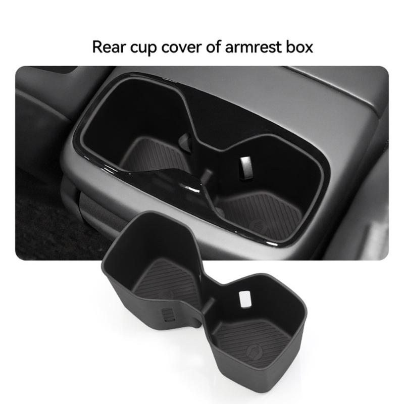 TPE Rear Cup Holder Storage Tray Not Slip Armrest Organizer Car Interior Accessories Simple Instalaltion for Car Use