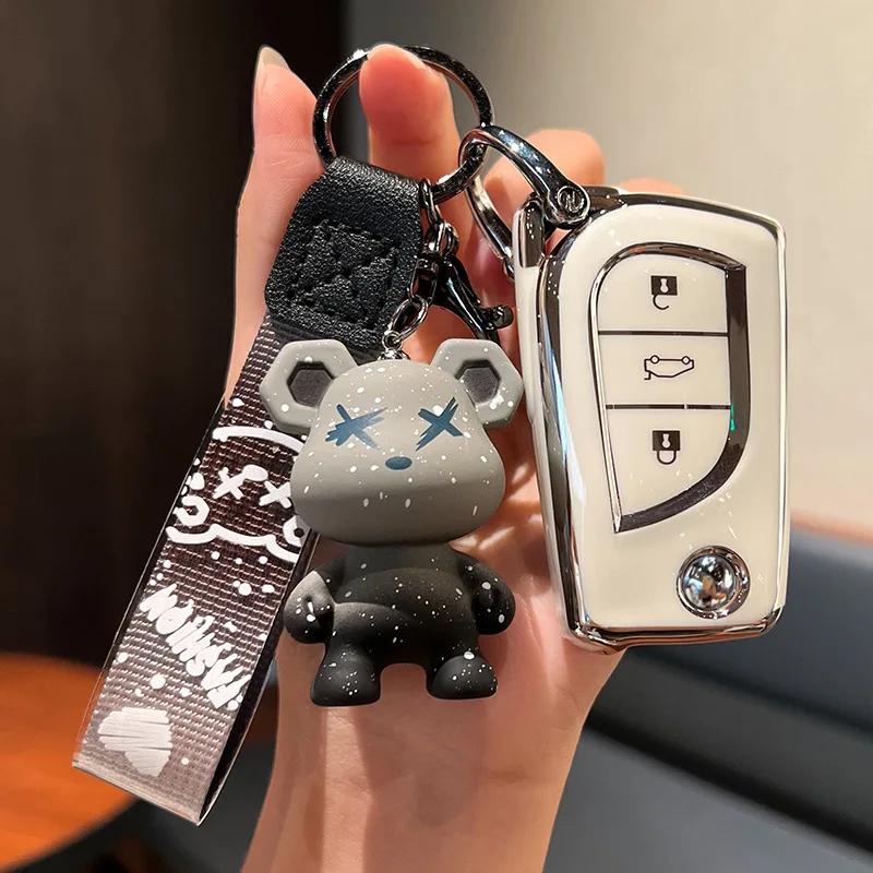 Soft Tpu Auto Smart Key Fob Cover Case Fit For Toyota Rav4 Crown Hilux Fortuner Camry Land Cruiser Prado Protect Housing Remote Auto Accessories