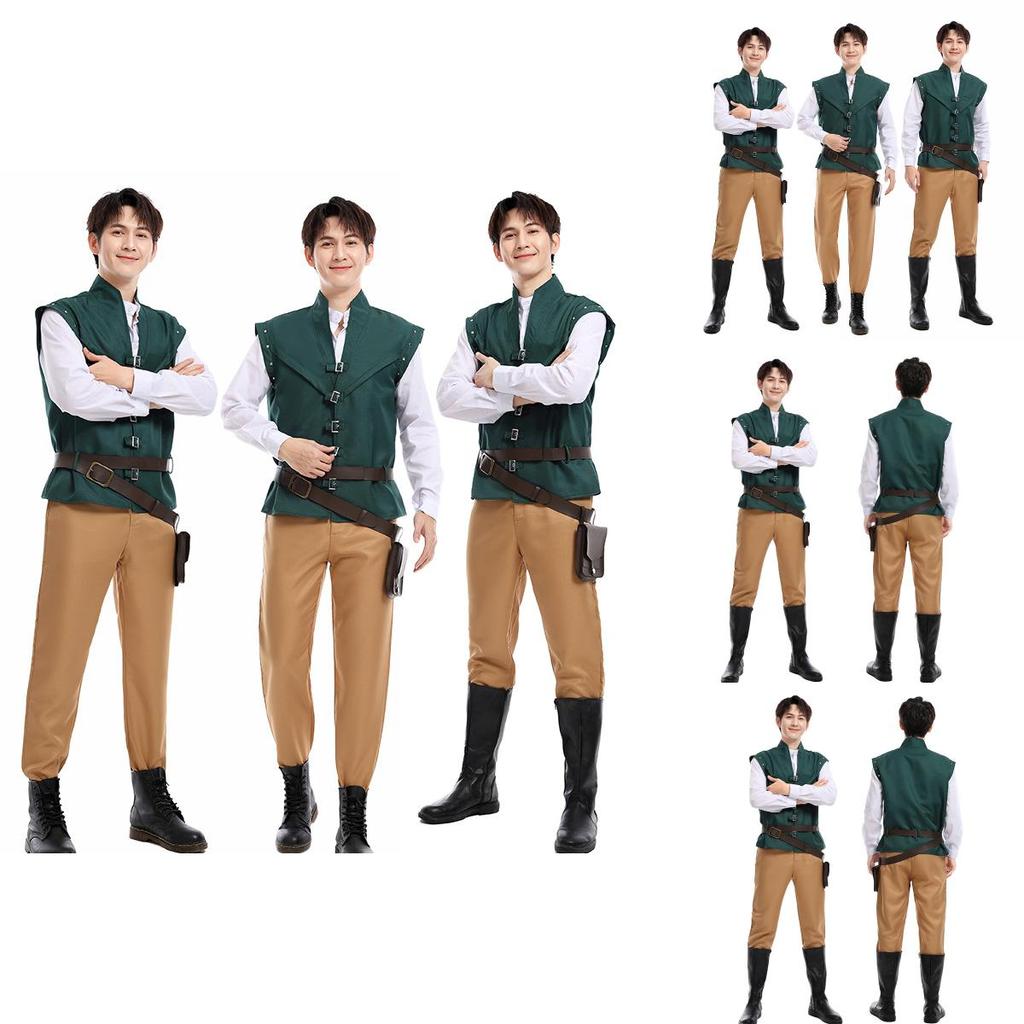 Bezauberndes Langhaariger Prinz Cosplay Kostüm für Halloween-Partys und Events