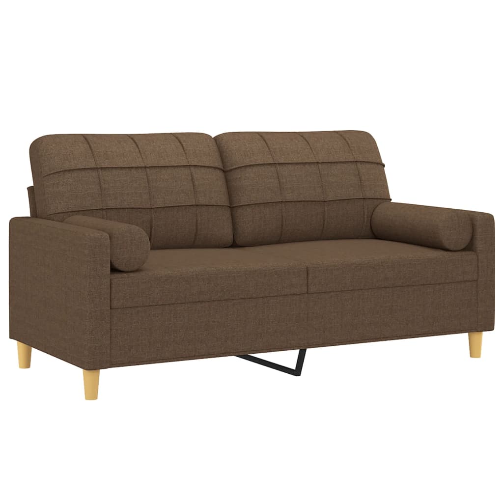 Vidaxl 2-Osobowa Sofa Z Poduszkami, Brązowa, 140 Cm, Tkanina