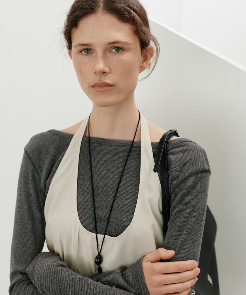 URAGO Back U-Neck Ribbed T-Shirt_3Colors