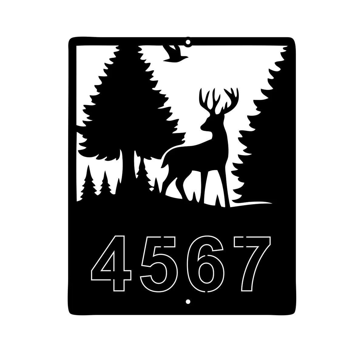 Metal Deer Address Sign, Personalized House Numbers, Rustic Cabin Decor, Entryway Wall Art, Metal Home Sign чёрный