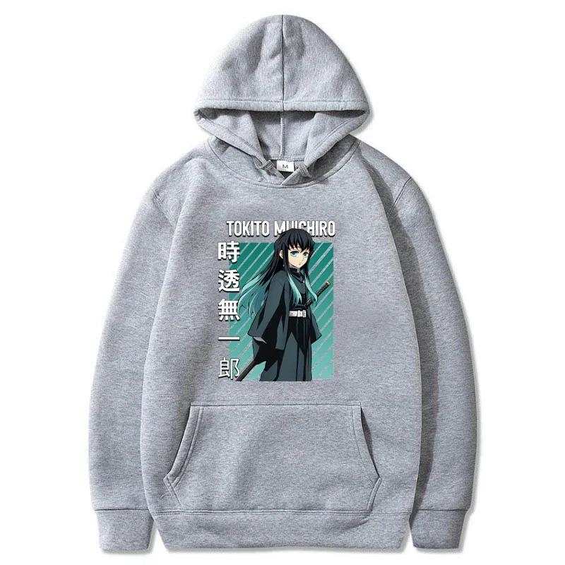 Autumn Winter Japan Anime Hoodie for Men Women Harajuku Muichiro Tokito Graphic Printing Sweatshirt Female Pullover
