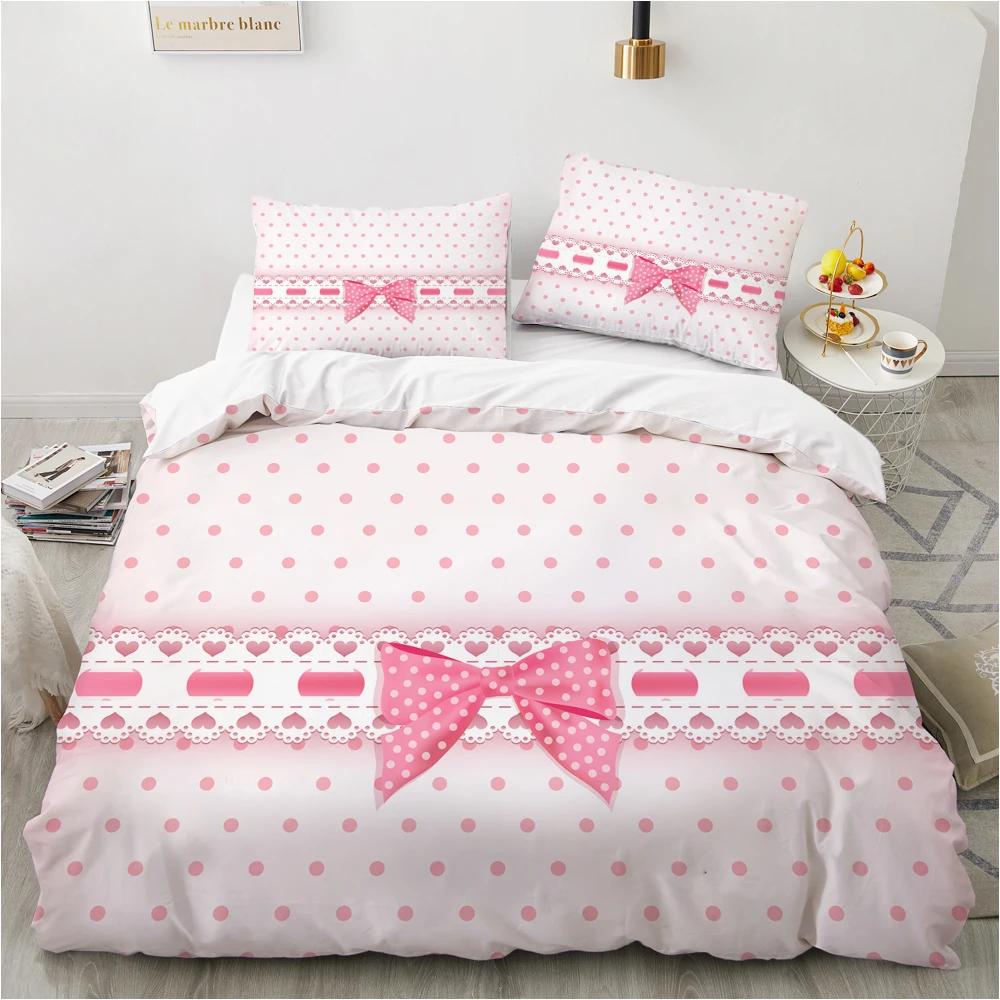 Luxury 3D Bedding Set Europe Queen King Double Duvet Cover Set Bed Linen Comfortable Blanket/Quilt Cover Bedding Set Bow Pink