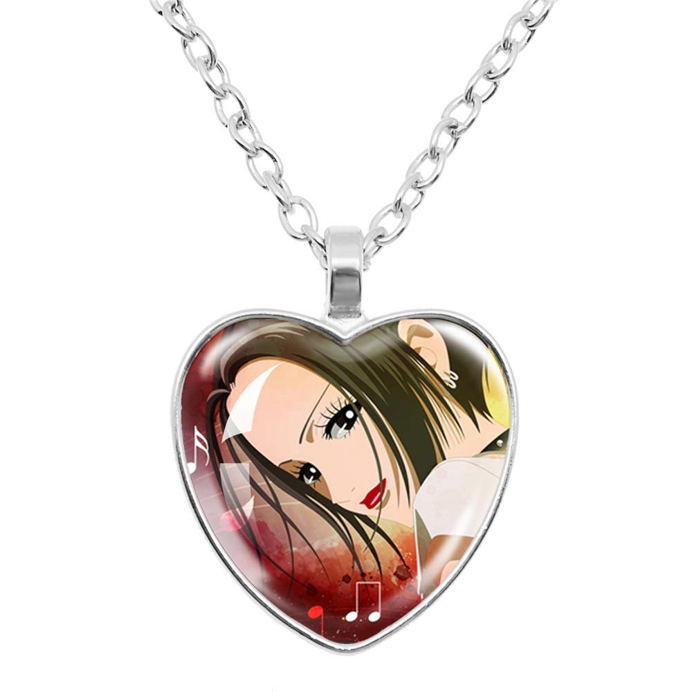 Ai Yazawa Osaki Nana Anime Glass Heart NecklaceDIY Handmade Creative For Women's Birthday Gift Jewelry