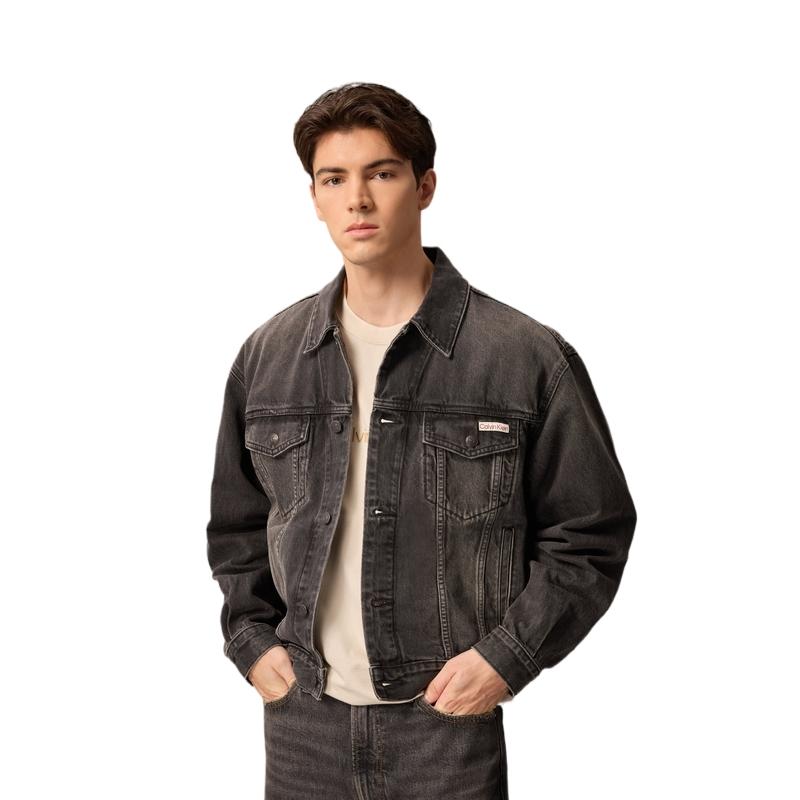 Calvin Klein Giacca di Jeans Americana Retro Uomo Giacche Denim-Grigio 4RB796G