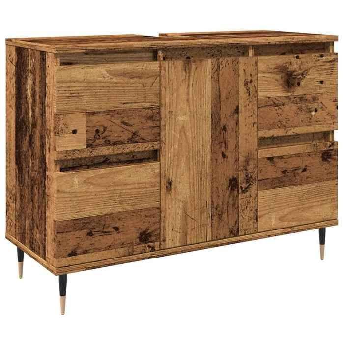 VidaXL Armoire de salle de bain vieux bois 80x33x60 cm bois ingénierie, armoire, armoire de rangement de salle de bain, 857232