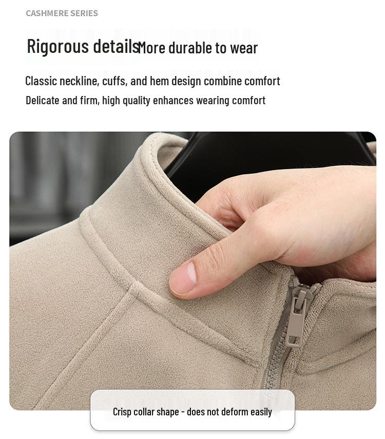 Men's Casual Winter Fleece Half-Zip Stand Collar Hoodie