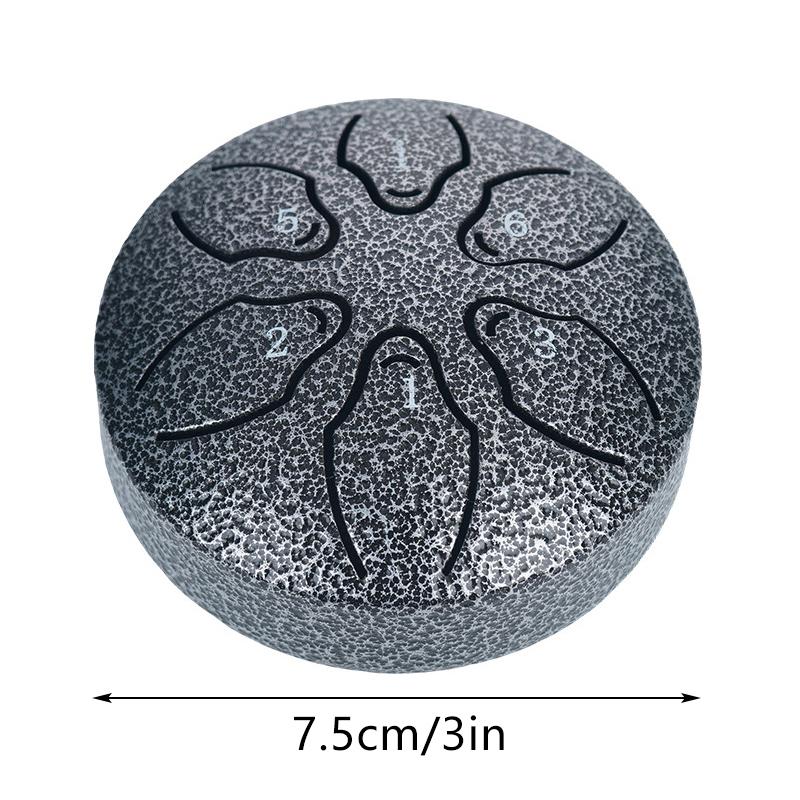 Steel Tongue Drum Portable Rain Drum Hand Pan Drum Percussion Musical Instruments 3 Inch 6 Notes For Yoga Meditation Musical Toy