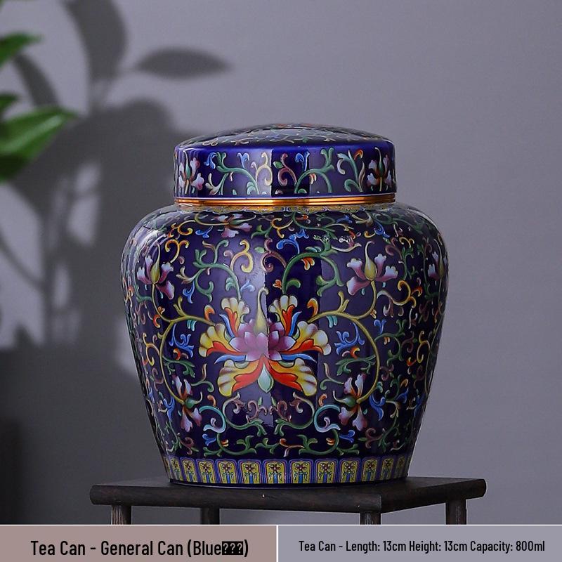 Large Ceramic Tea Storage Canister for Red, Green, Longjing, Biluochun, and Pu'er Tea - Half Jin Capacity