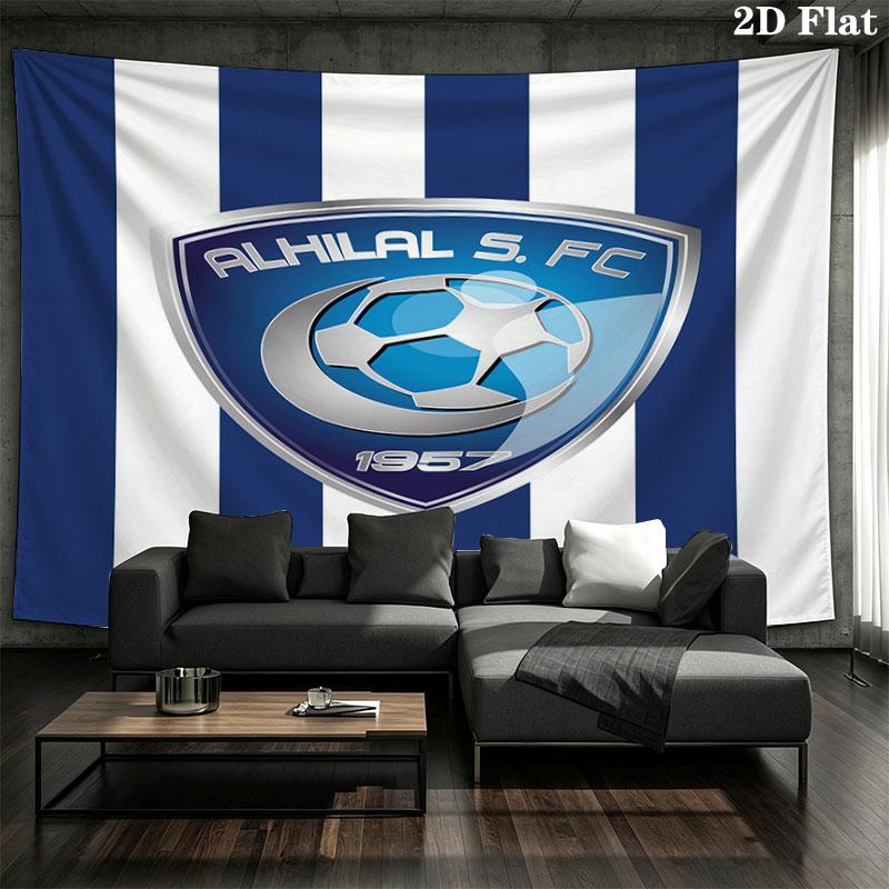 Al-Hilal Saudi FC Wall Tapestry Aesthetic Wall Hanging Printed Fabric Blanket Decorative Tapestries for Bedroom Living Room Home Decor