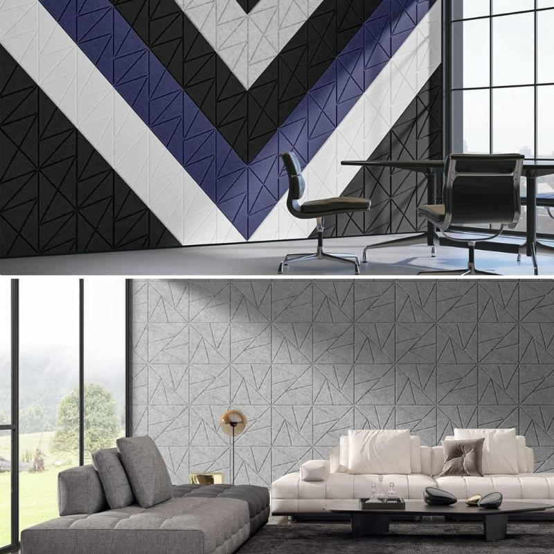 Pack of 12 Square Foam Panels Soundproof Wall Panels Acoustics Tiles Polyester Texture Perfect for Studios Bedroom Wall