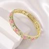 Enamel Flower Crystal Bangle Rhinestone Women's Hand Bracelet Vintage Cloisonne Bangle  Ladies