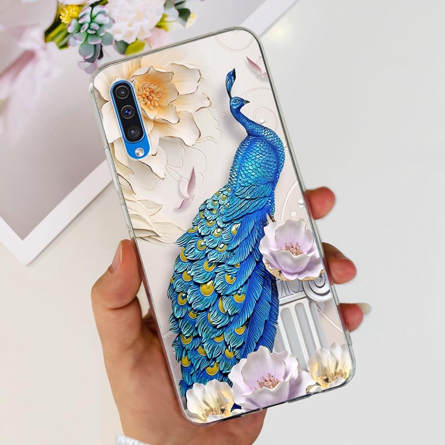 For Cover Samsung Galaxy A50 Phone Case Luxury Marble Flower Transparent Soft Bumper For Samsung A50S A30S A307F A507F A 50 Capa