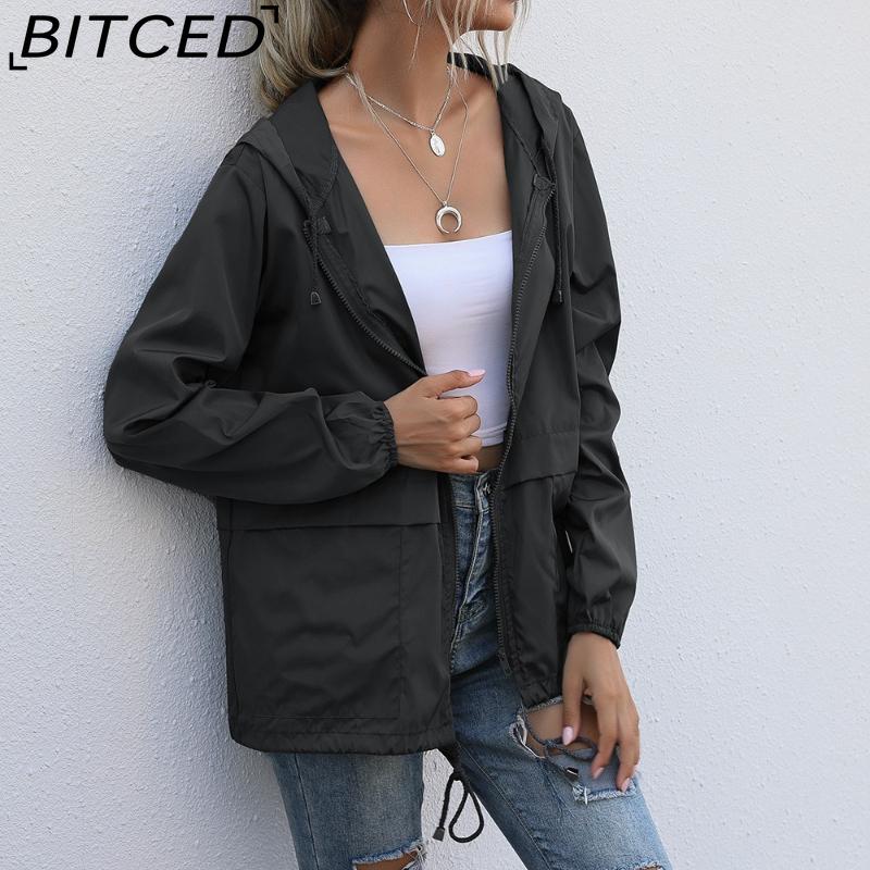 BITCED Women's Zipped Hooded Jacket Lightweight Outdoor Hiking Rainproof Jacket