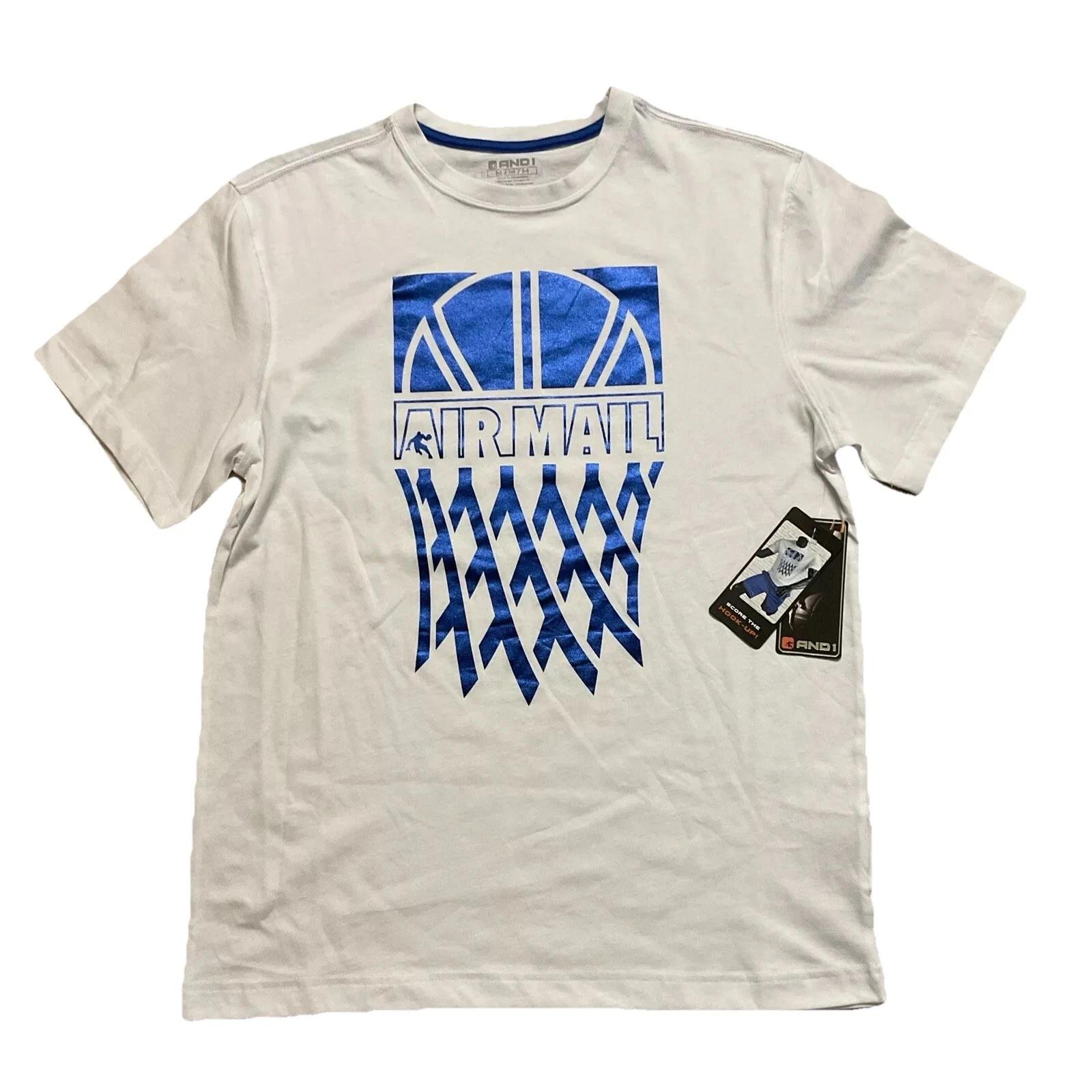 And1 Men s Basketball Dunk Hoops Graphic T-Shirt Size M Stark White NEW S