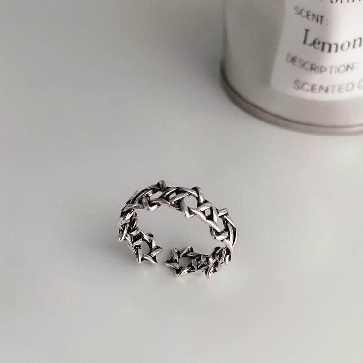 Vintage-inspirierter geometrischer offener verstellbarer Ring aus 925er Sterlingsilber für Damen