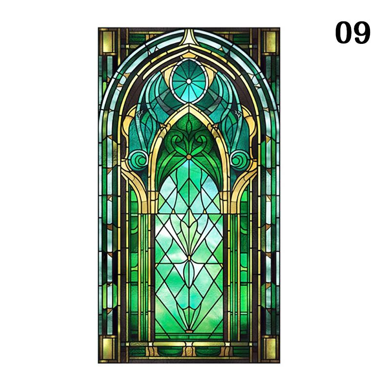 Retro Art Skleněná Fólie Evropský Styl Vitrážové Kostelní Umění Soukromí Okenní Samolepky Neprůhledné Hotelový Klub Veranda Okenní Dekorace Fólie