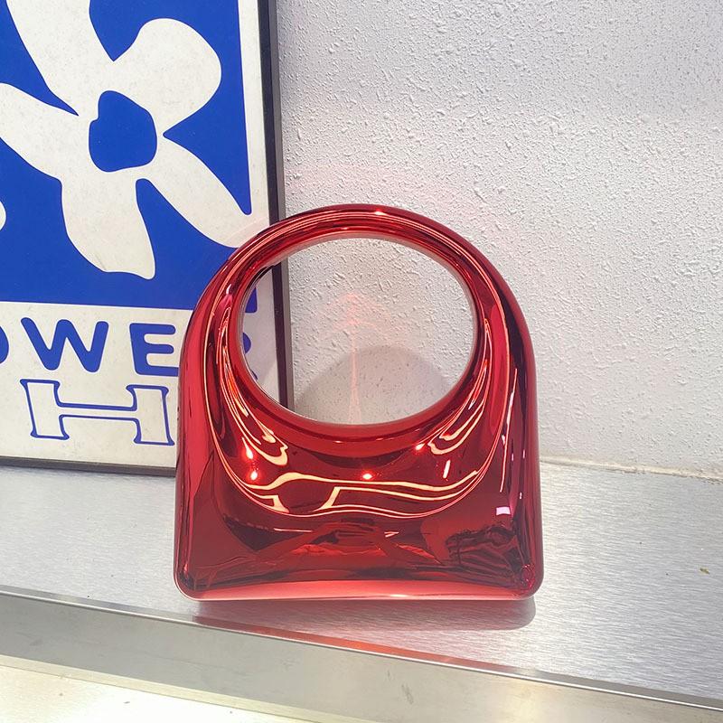 Acrylic Shiny Box Clutch Bag Minimalist Metal Look Small Square Handbag Evening Party Daily Use