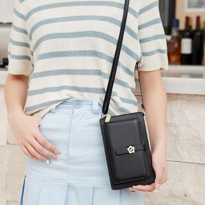Sac pour téléphone portable à écran tactile à ouverture oblique pour femmes, nouveau petit sac à bandoulière vertical en cuir souple, portefeuille pour téléphone portable multifonction