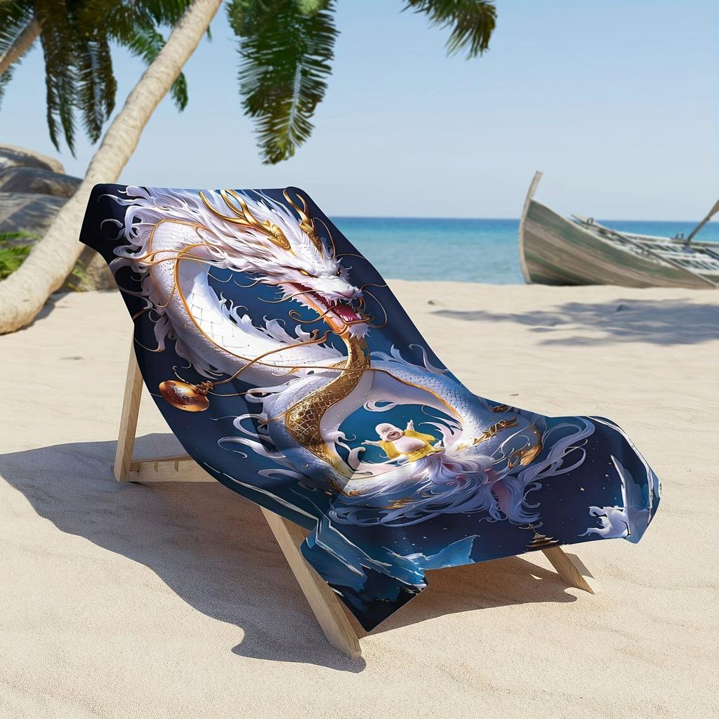 Toalla de Playa de Microfibra Extra Grande con Diseño de Dragón, Muy Absorbente para Playa Piscina Buceo Surf Yoga