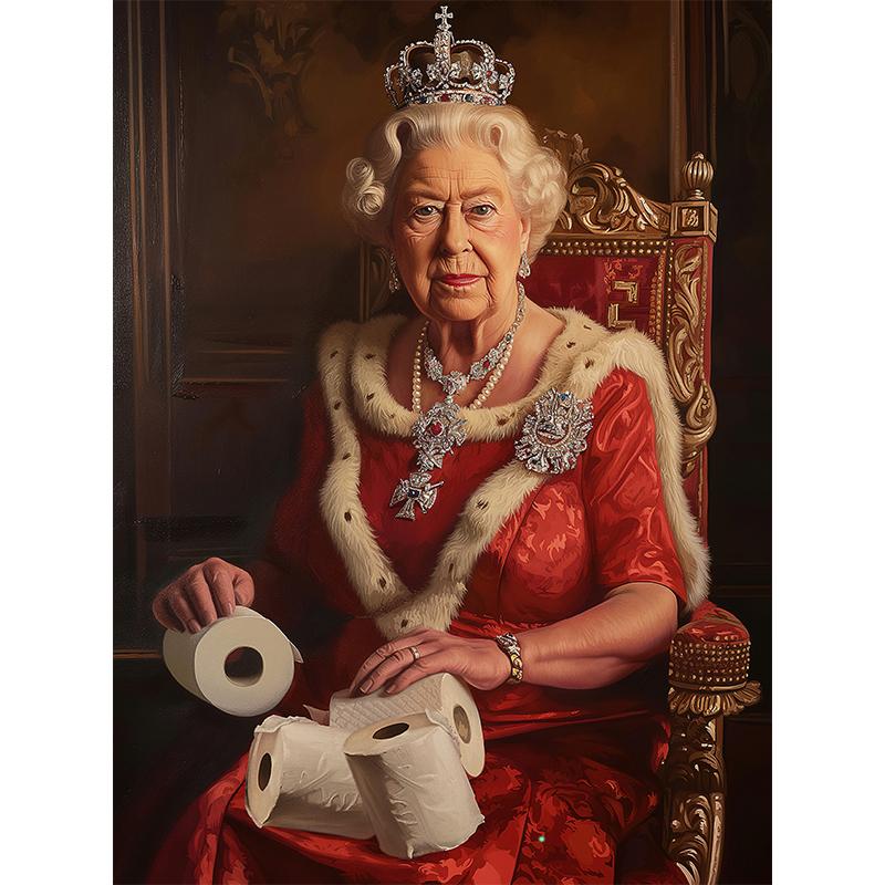 Funny Bathroom Toilet Mona Lisa Wearing Pearls Girl with Roll Paper Poster Print Canvas Painting Wall Art Living Room Home Decor