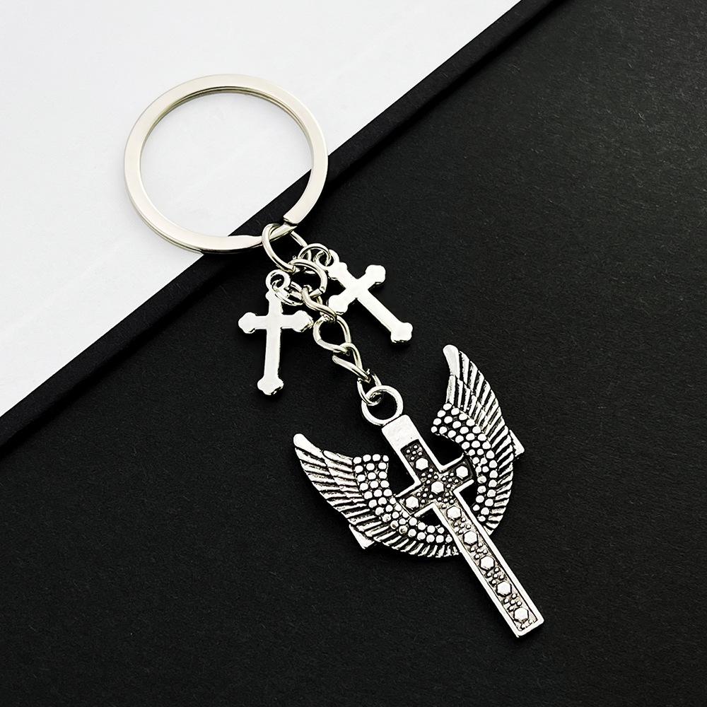 Kreatives Legierung Silber Flügel Kreuz Schlüsselanhänger Anhänger - DIY Ornamente & Geschenk