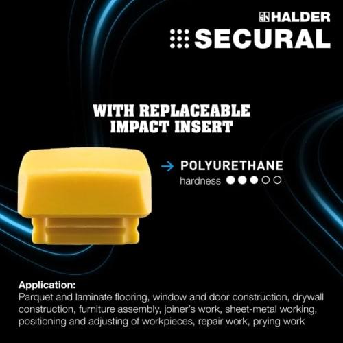Rohmheld Halder Co., Ltd. HALDER Secular Hammer, Polyurethane (Yellow), Head Diameter 35x45mm, 3380.045