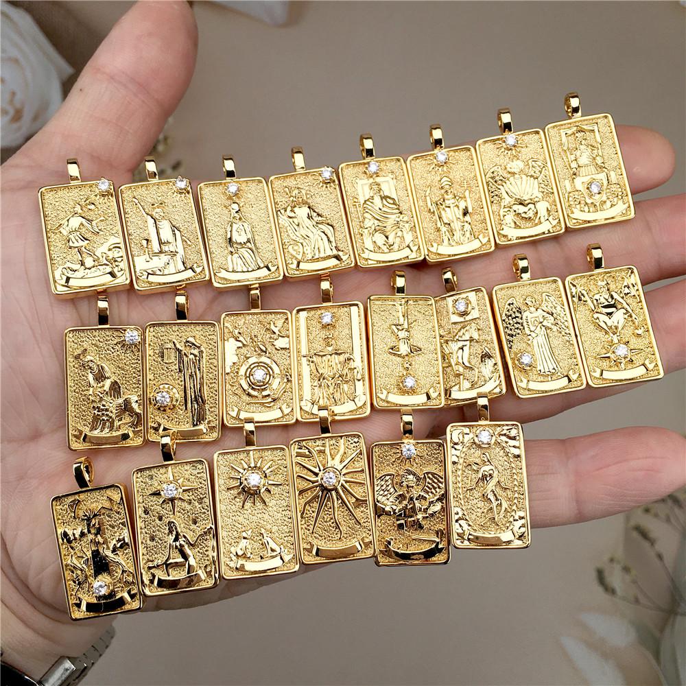 Nordic Solomon Tarot Card Necklace: Trendy Punk Hip Hop Style with Diamond Square Choker for Men and Women