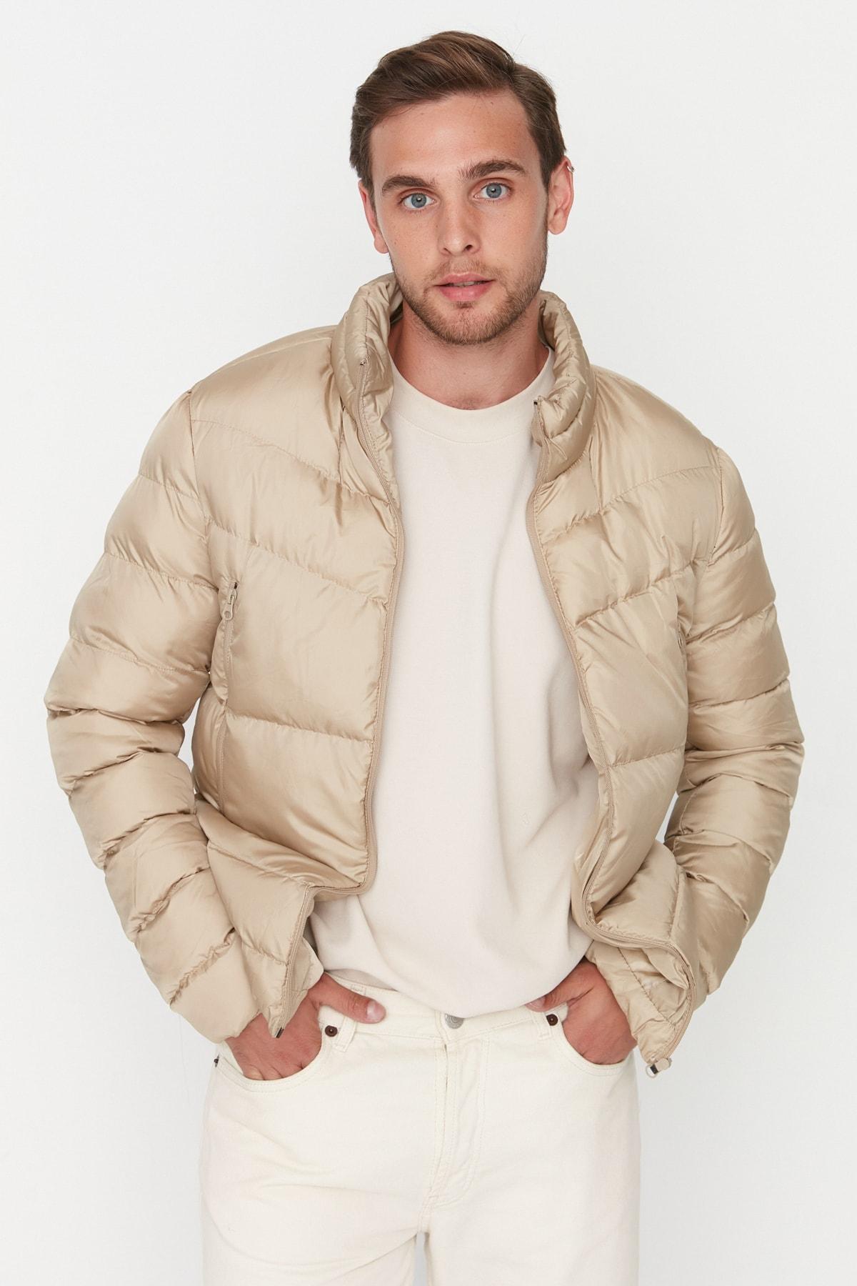 

Норковое мужское ветроустойчивое пышное зимнее пальто стандартного кроя с воротником-стойкой TMNAW23MO00015..