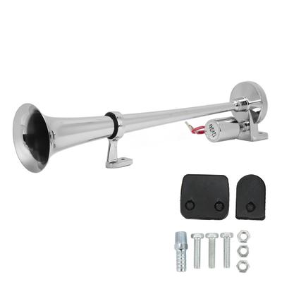 Electric Trumpet Horn 1 Tube for Train Car Boat Zinc Alloy Chrome Plating 135db 450mm 12V 24V