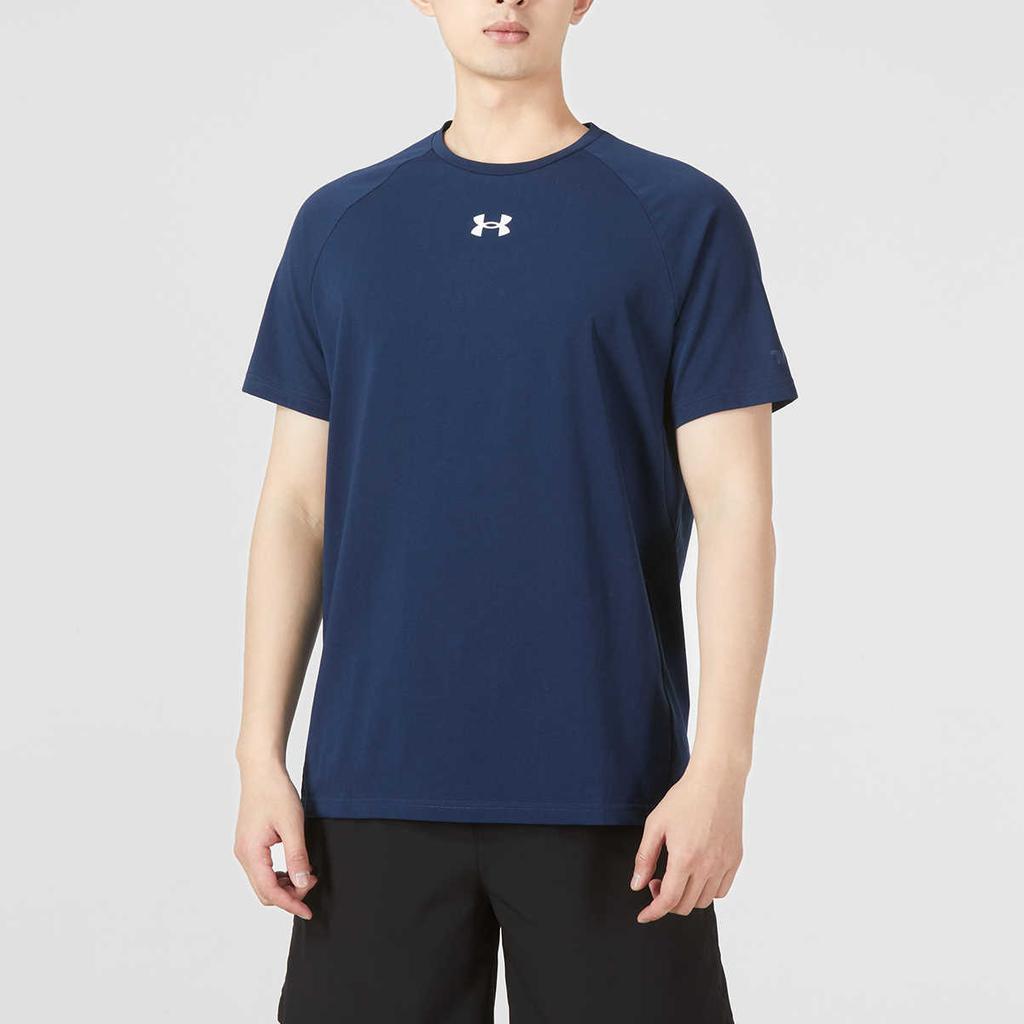 Under Armour Large Letter Logo Embossed Sports Knit Crew Neck Short Sleeve T-Shirt Men T-Shirts College-Blue 22500518-408