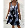 Nuovo Vestito Moda Senza Maniche Tie Dye Stampato Primavera/Estate Ampio Pieghettato Elegante A-line Corto da Festa Casual Semplice Vestito Estivo
